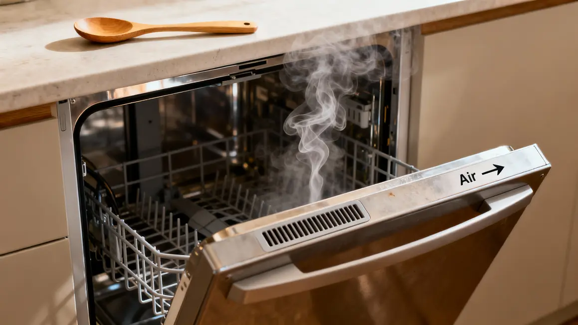 porte lave vaisselle cuillere bois aeration vapeur