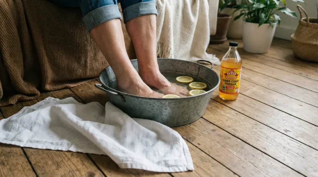 bain pieds seniors vinaigre citron
