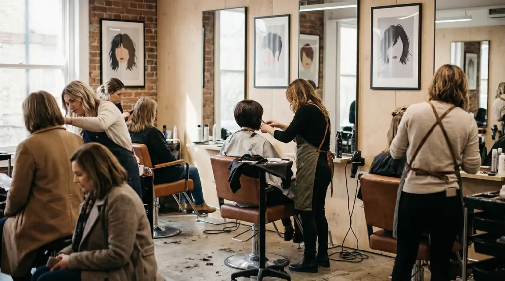 coiffeur realise bob degrade femme 50 ans salon