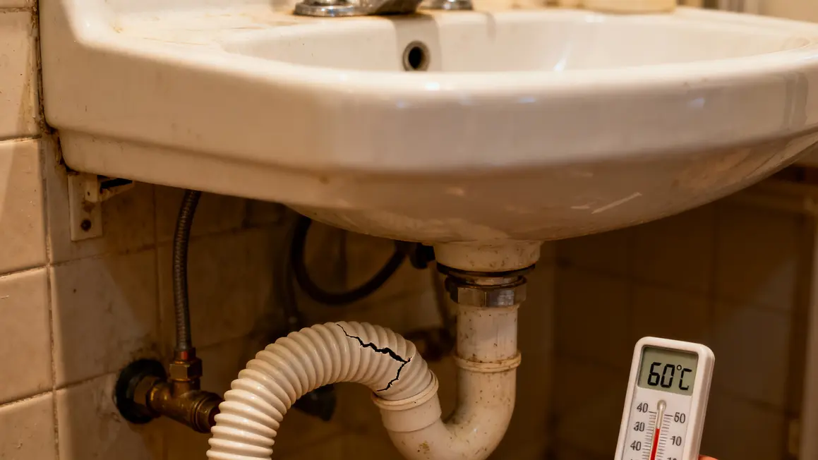 Tuyau PVC sous évier fissuré à cause eau bouillante