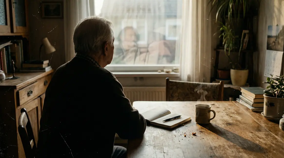Carnet ouvert café pour seniors lumière du matin