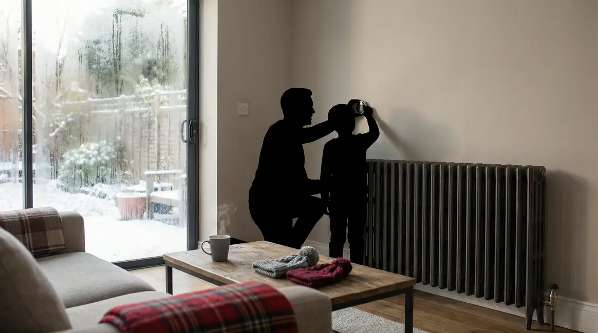 Salon moderne radiateur thermostat ambiance hiver