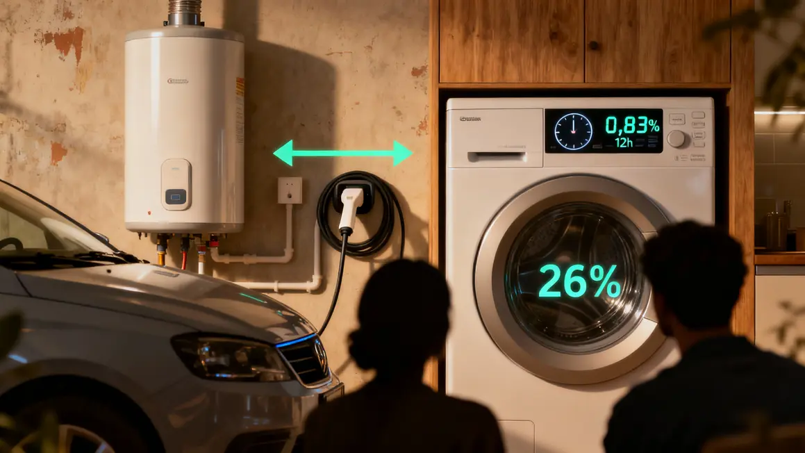Chauffe-eau, voiture électrique et lave-linge sur heures creuses, chiffres 0,83 et 26