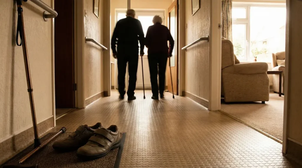 seniors avec chaussures antiderapantes autonomes