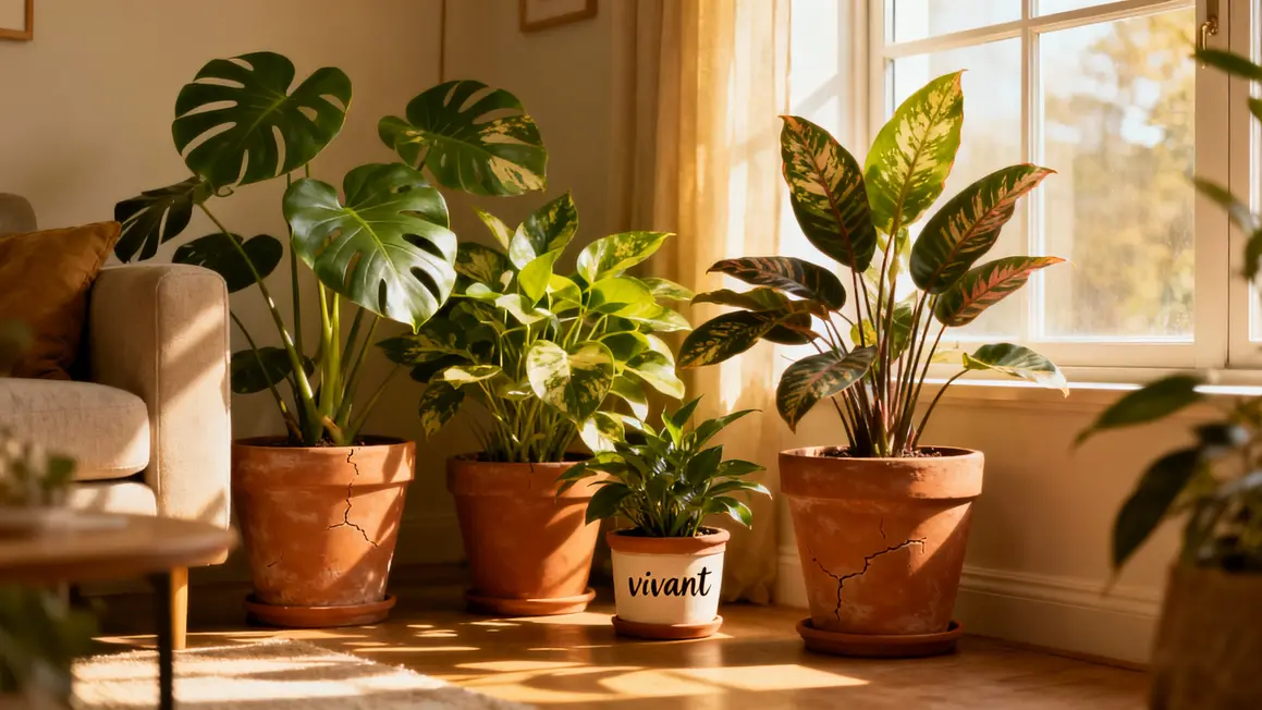 Coin salon avec monstera pothos calathea philodendron
