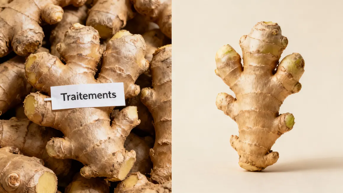 gingembre bio vs traite aspect et etiquettes