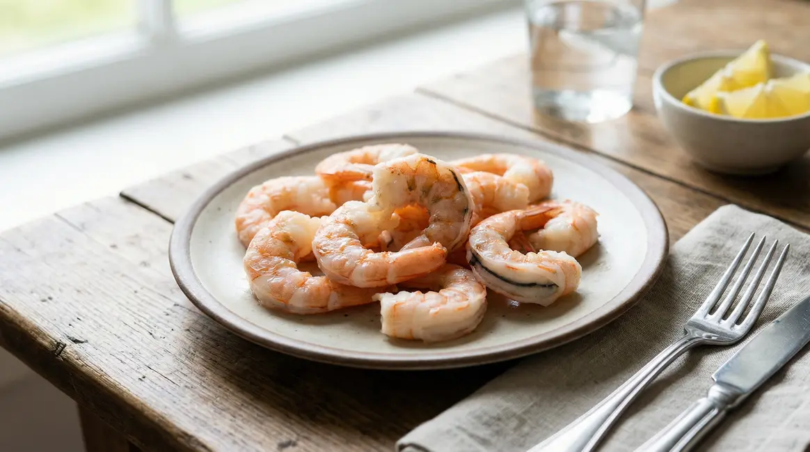 Assiette de crevettes avec ligne noire visible