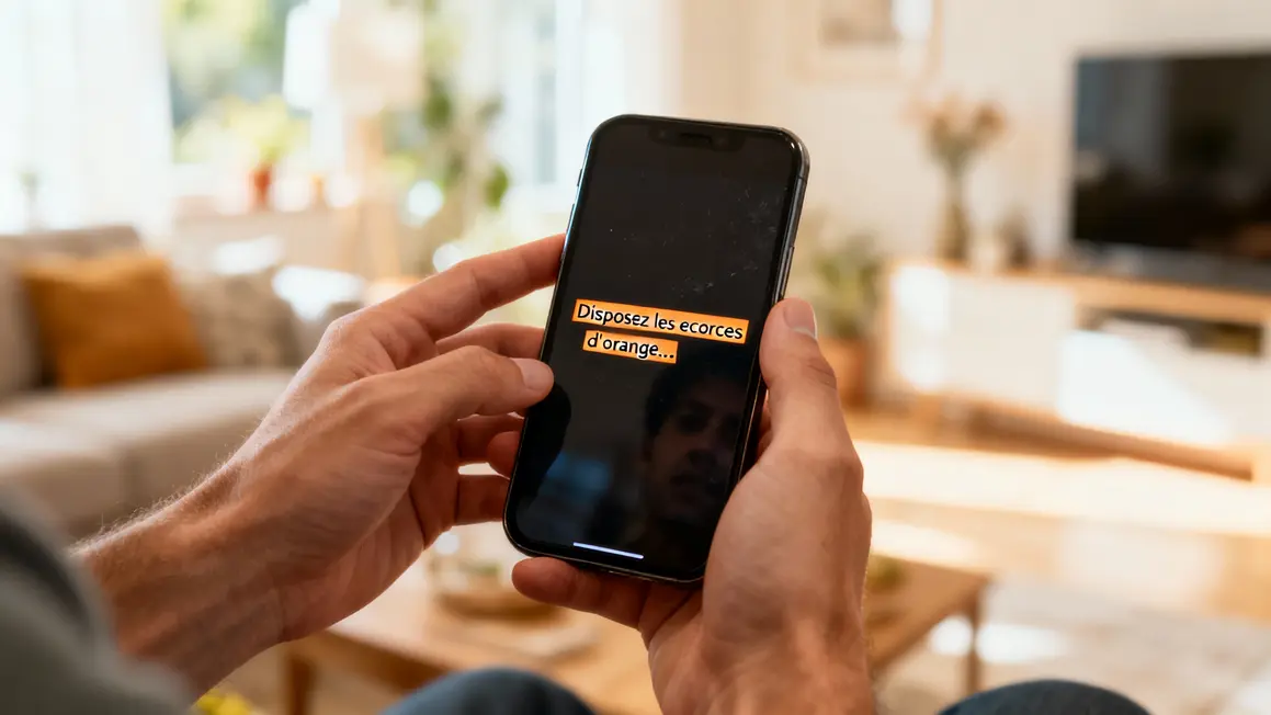 mains tenant smartphone astuce jardinage ecorces orange
