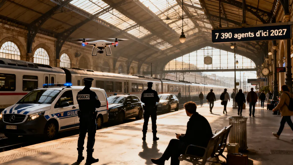 Policiers gendarmes gare sécurité drone