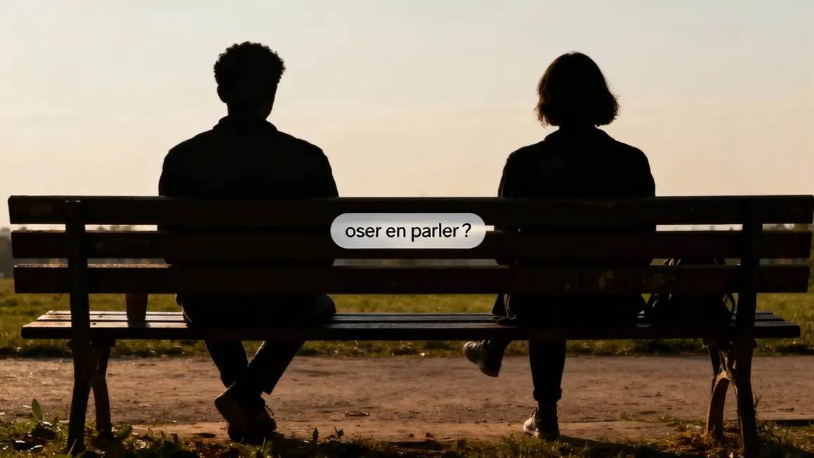 silhouettes dialogue banc parc famille