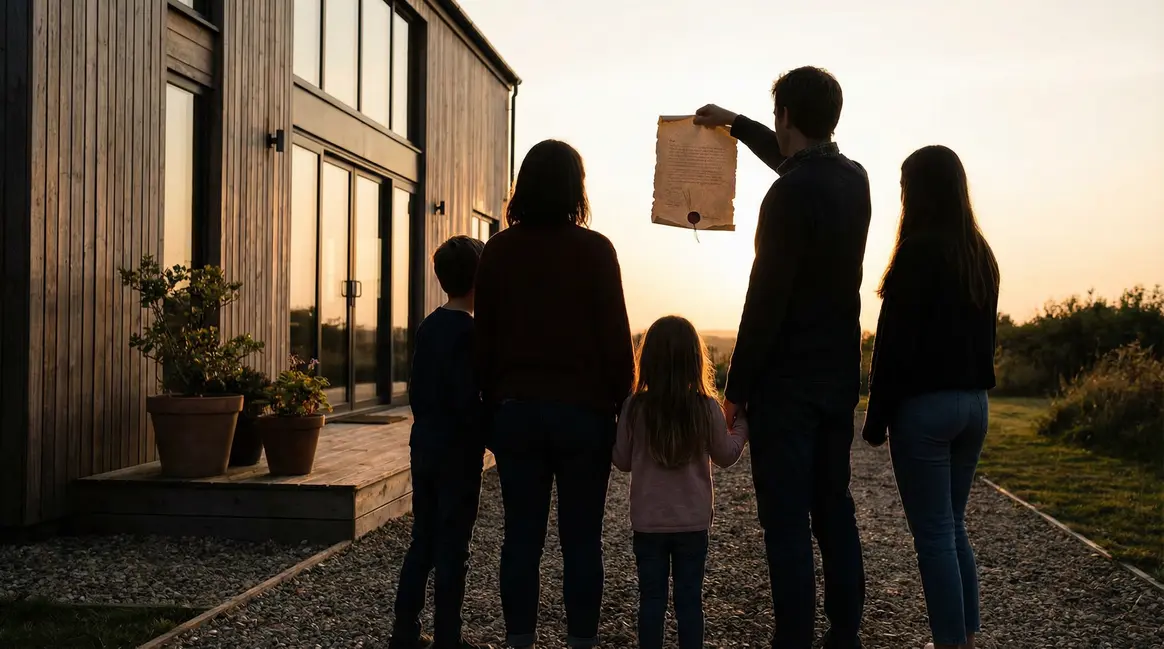 famille devant maison, donation entre epoux, succession