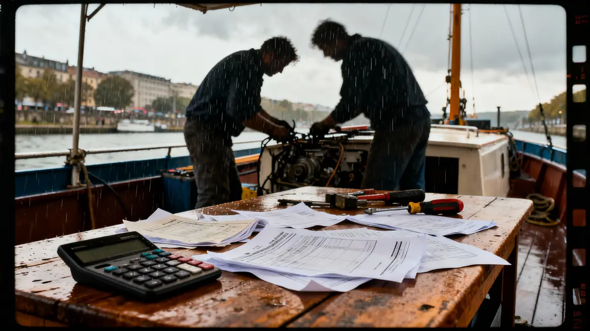 Papiers bricolage péniche pluie administration