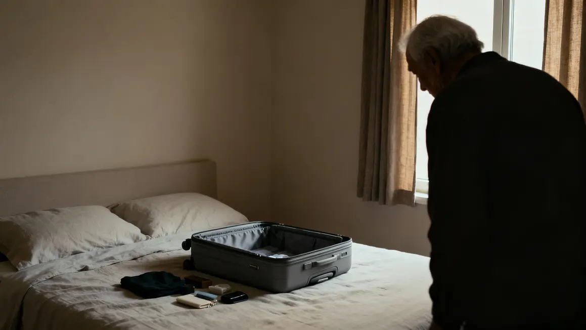 Chambre vide Ehpad Urt résident part valise grise