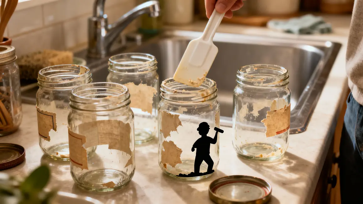 bocaux verre traces etiquette retrait spatule plastique