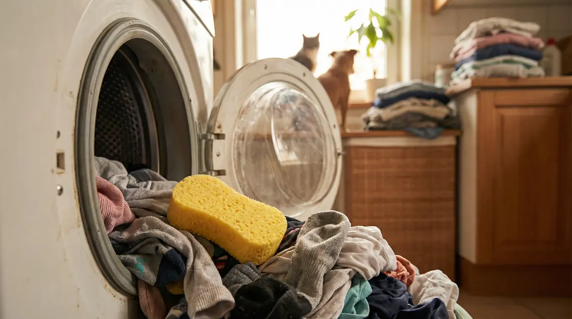 eponge lave linge capture poils animaux