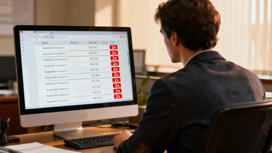 Erreur bancaire double transaction, écran mouvement banque