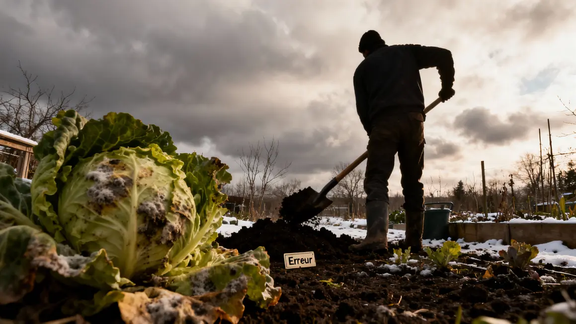 Jardinier paillage hiver salades pourries
