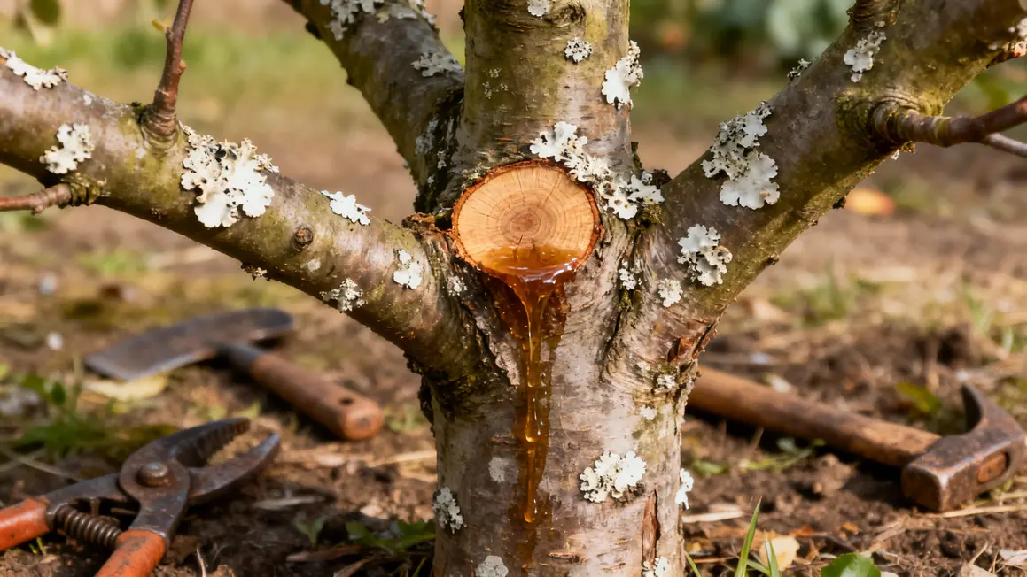 branche fruitier coupee seve champignon danger