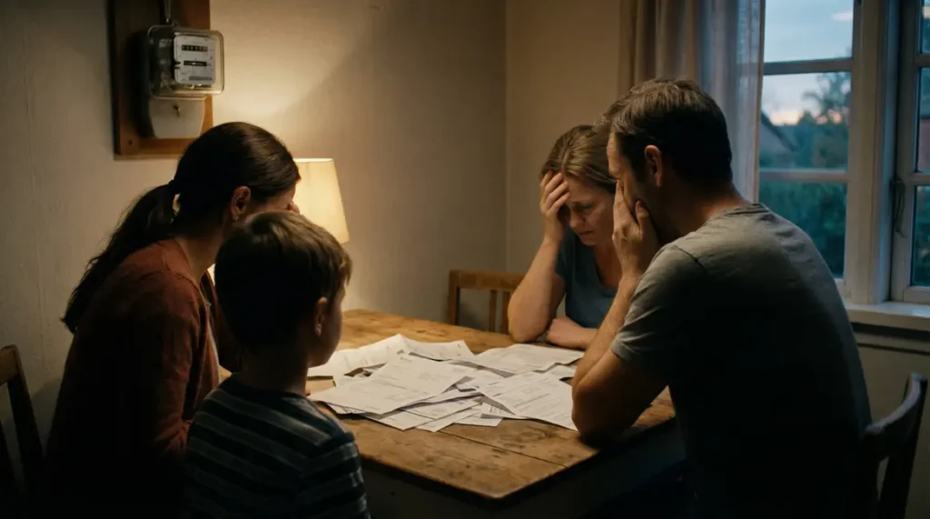 famille inquiète devant factures énergie