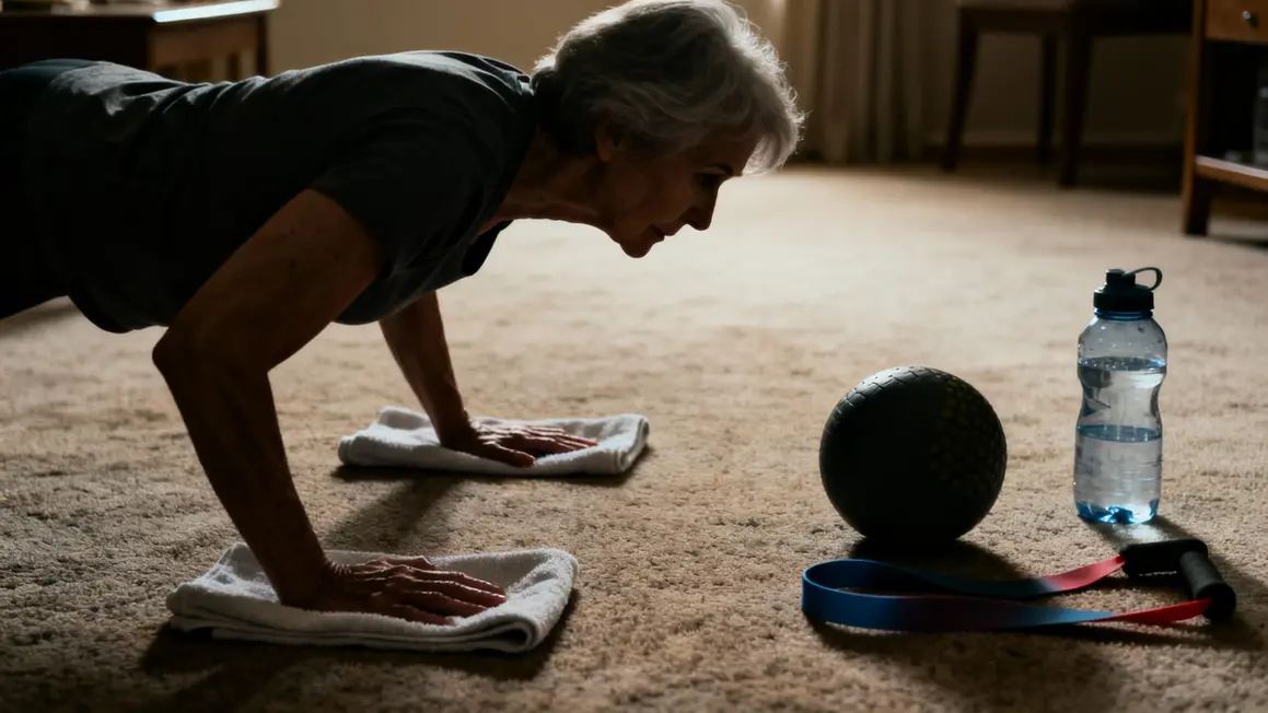 Exercice maison femme senior relâchement bras