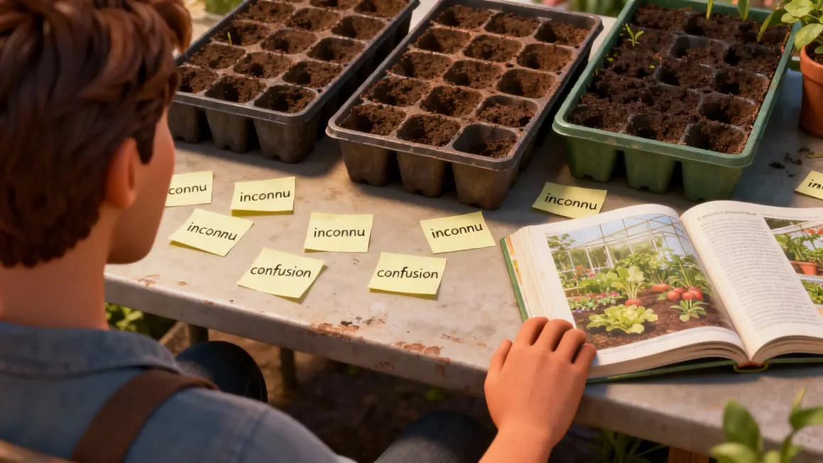 Barquettes semis vierges livre jardinage post-its confusion