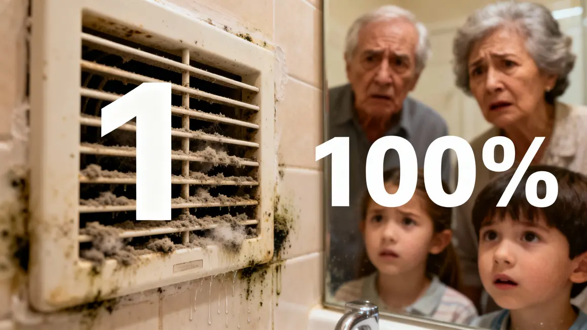 Gros plan grille d’aération salle de bain humidité poussière
