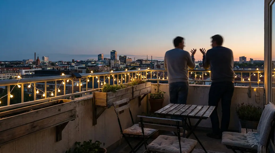 Balcon moderne illumine guirlande solaire LED blanc chaud
