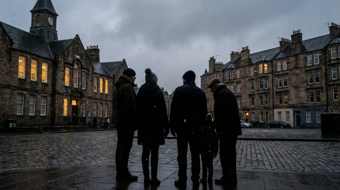 Famille française silhouettes hiver urbain 2025