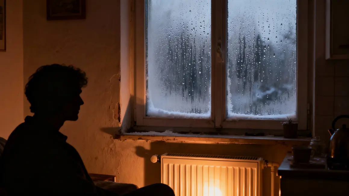 fenetre embuee et mur humide maison hiver
