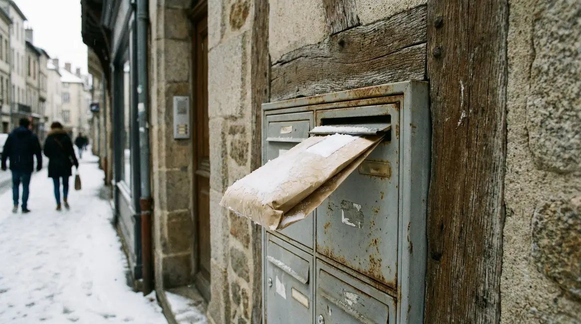 Immeuble Limoges boîte aux lettres enveloppe officielle hiver