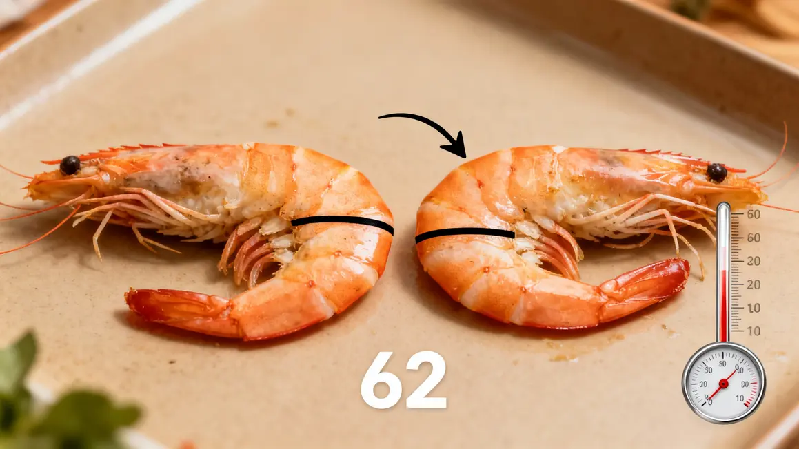 Deux crevettes ligne noire temperature cuisson