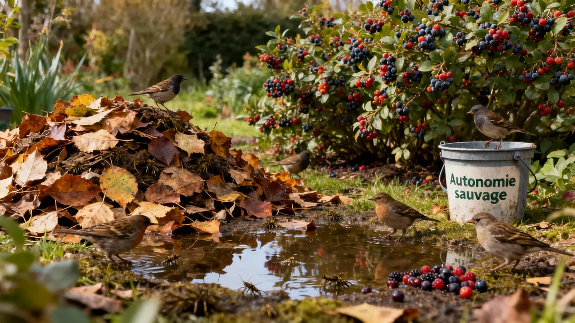 jardin vivant oiseaux recherchent nourriture autonomie