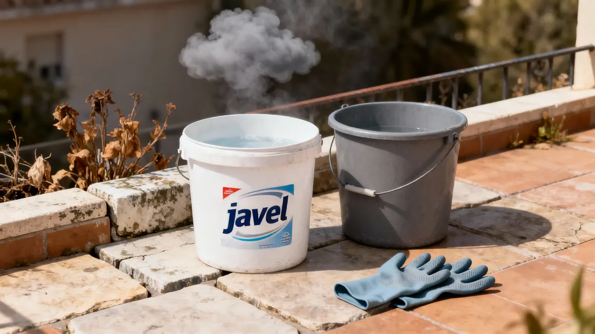 javel terrasse effet sur joints et nature