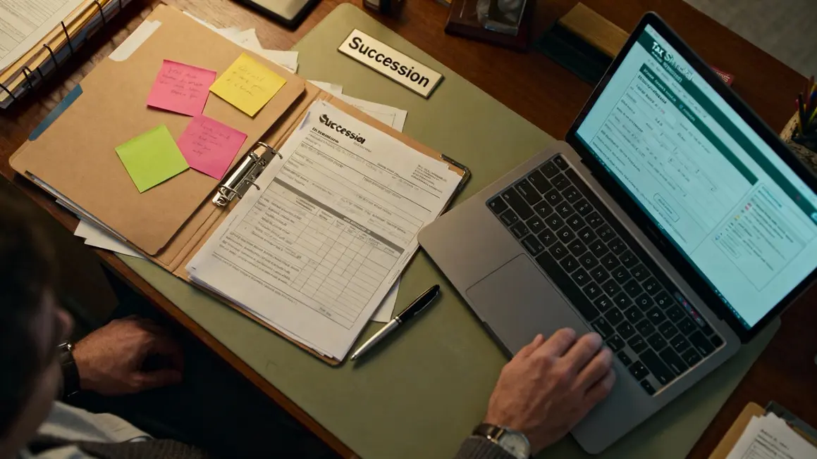 Table papiers dossier succession simulateur impôt