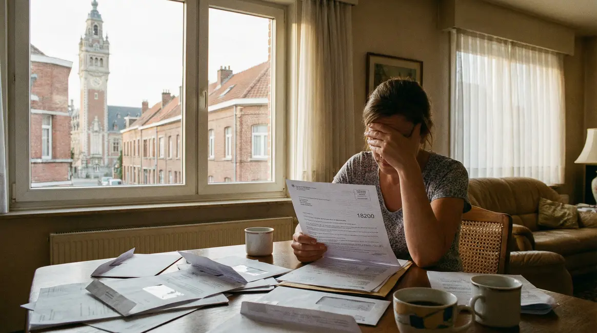 Femme lisant lettre fiscale 18200 euros salon Lille