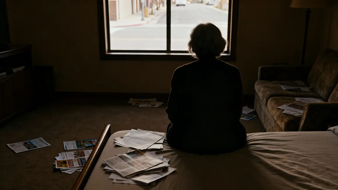 Silhouette femme âgée assise entourée de documents dans salon