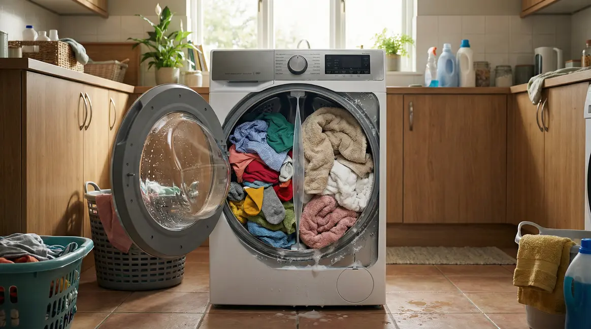 Machine à laver avec linge séparé serviettes et vêtements