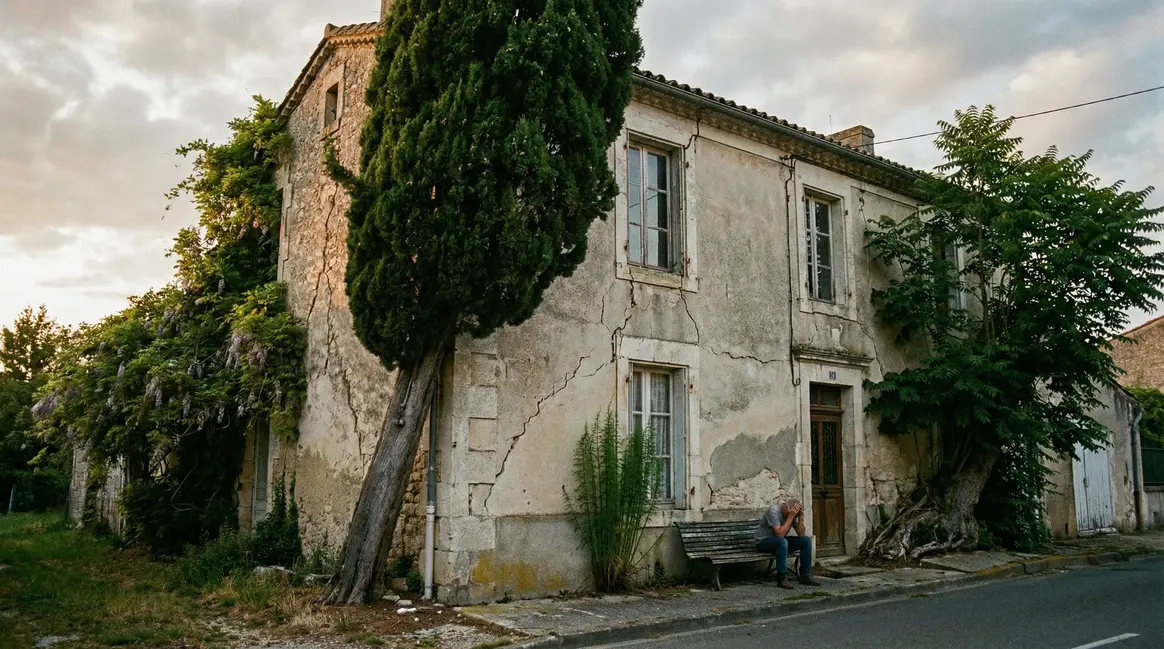 Maison fissurée quatre plantes racines proches fondations