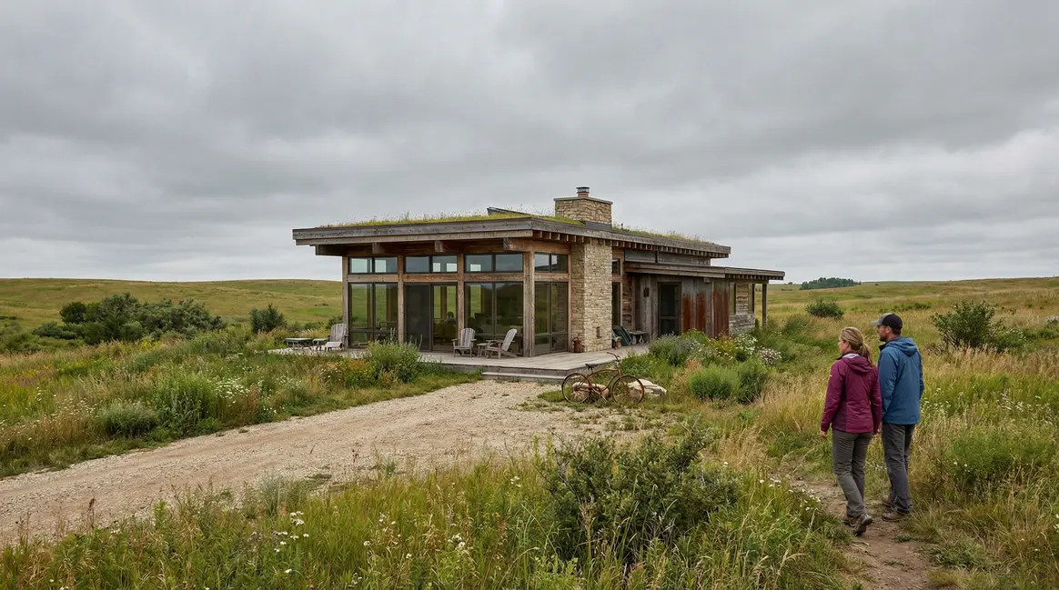 Maison moderne isolée en zone naturelle protégée