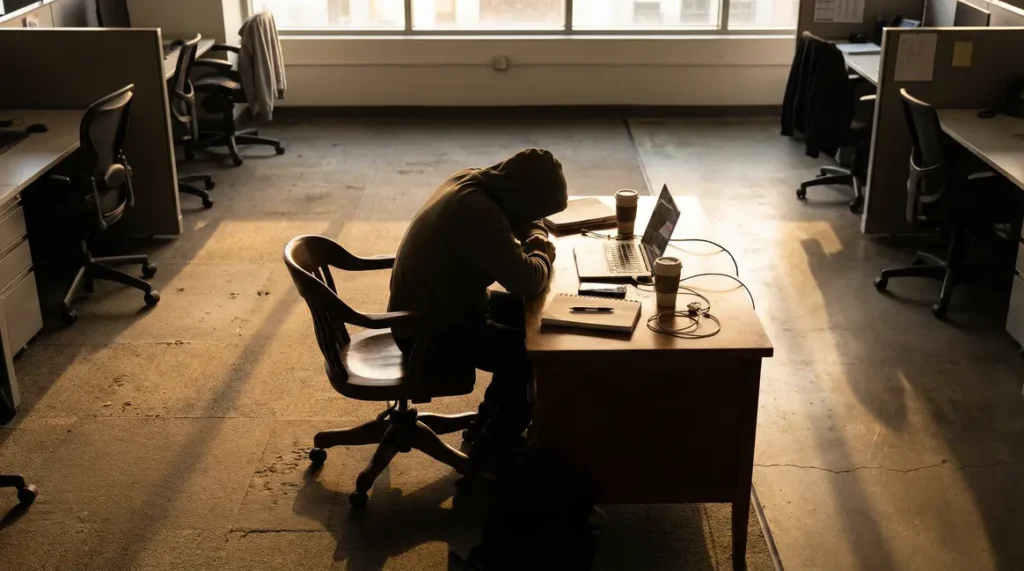 personne assise posture inconfortable bureau moderne
