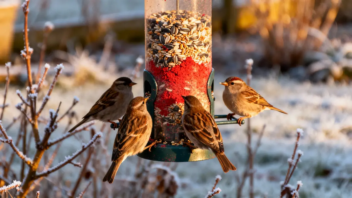 oiseaux affamés autour mangeoire jardin hiver chili