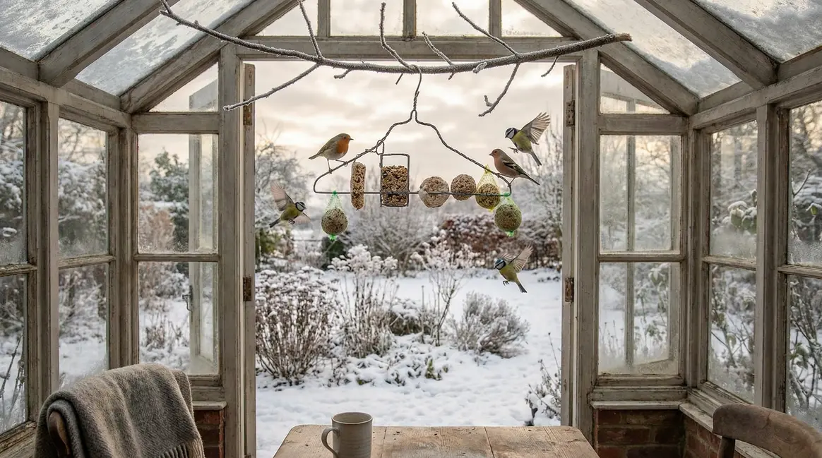 oiseaux mangeoire suspendue cintre metal hiver