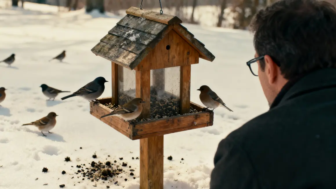 mangeoire oiseaux rassemblés neige risques groupe