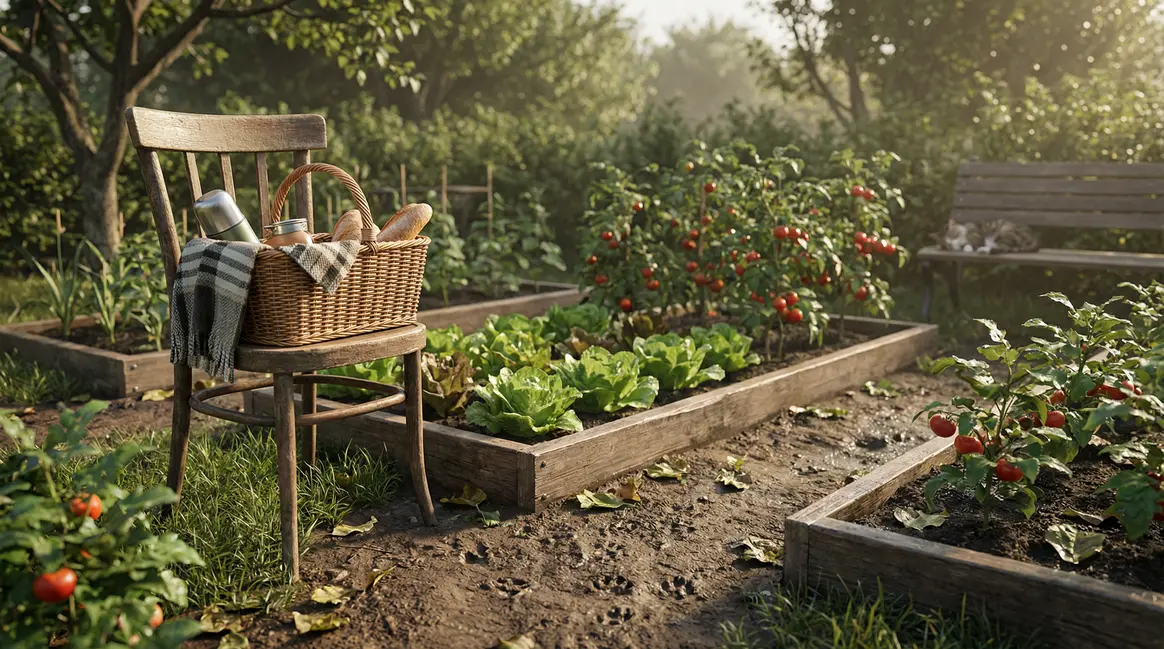 potager matin marc de café et traces d'animaux