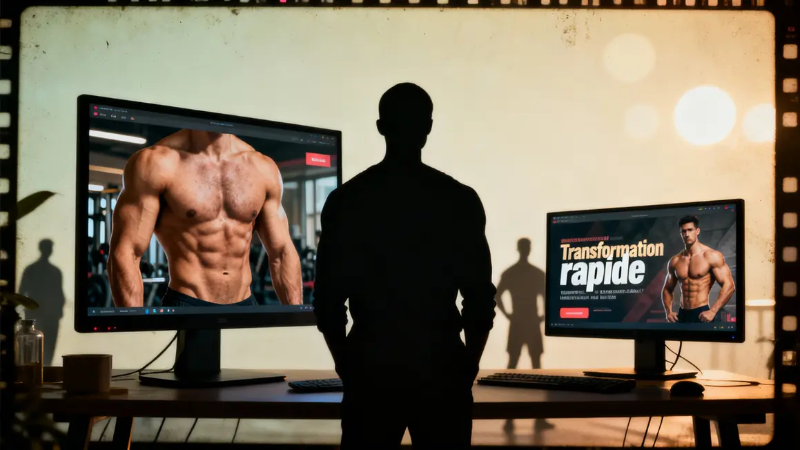 Montage anonymes devant ecrans fitness musculation
