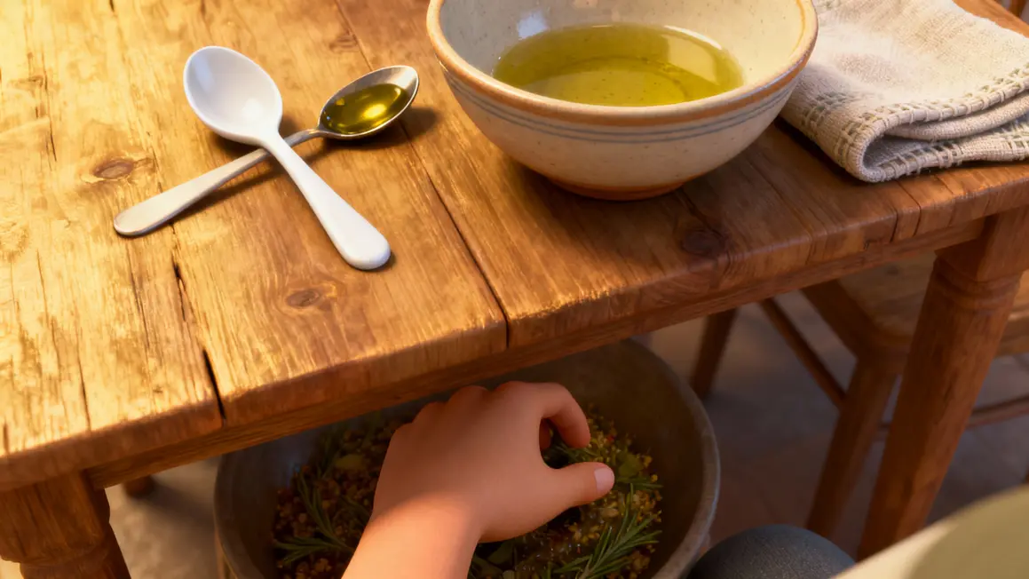 Astuce appliquer vinaigre huile olive sur auréole blanche table bois