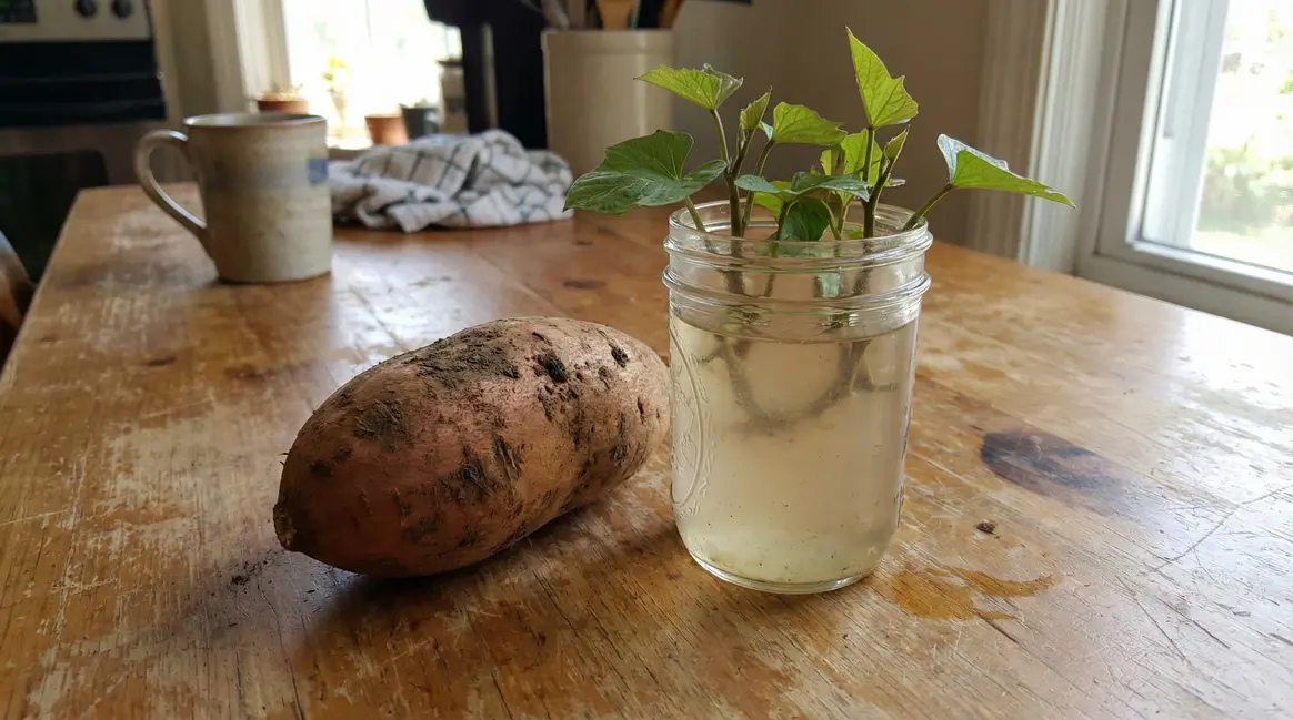 patate douce multiplication et jeunes plants bocal eau