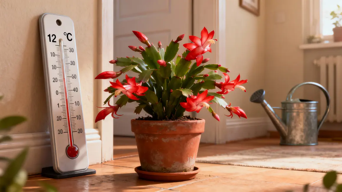 Cactus de Noël en pause hivernale pièce fraîche