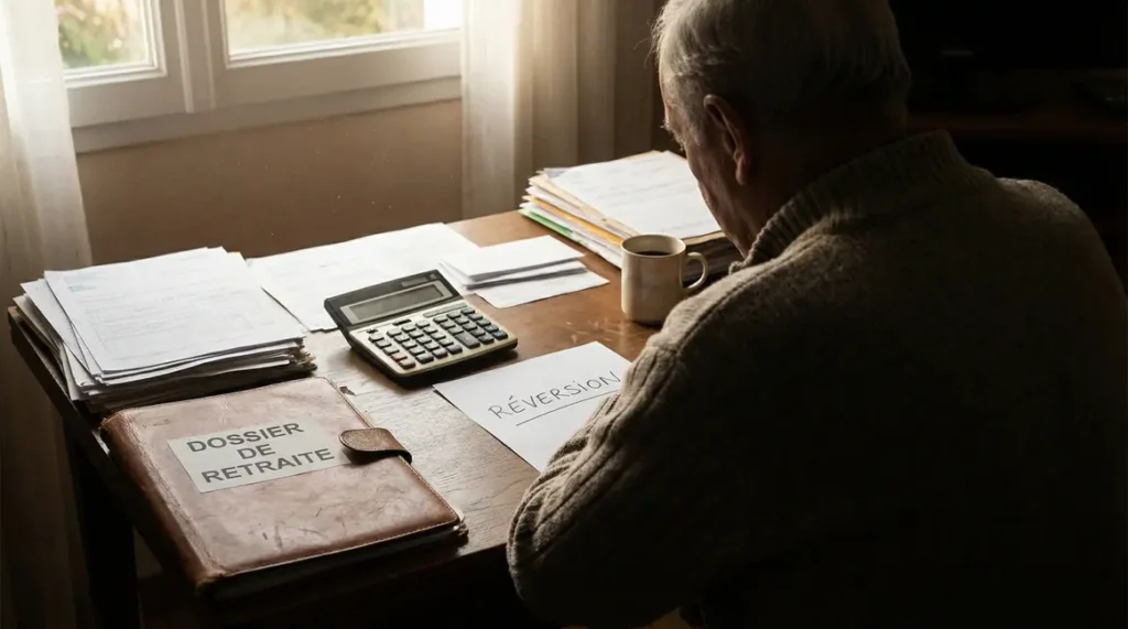 Bureau avec documents pension de réversion 2026