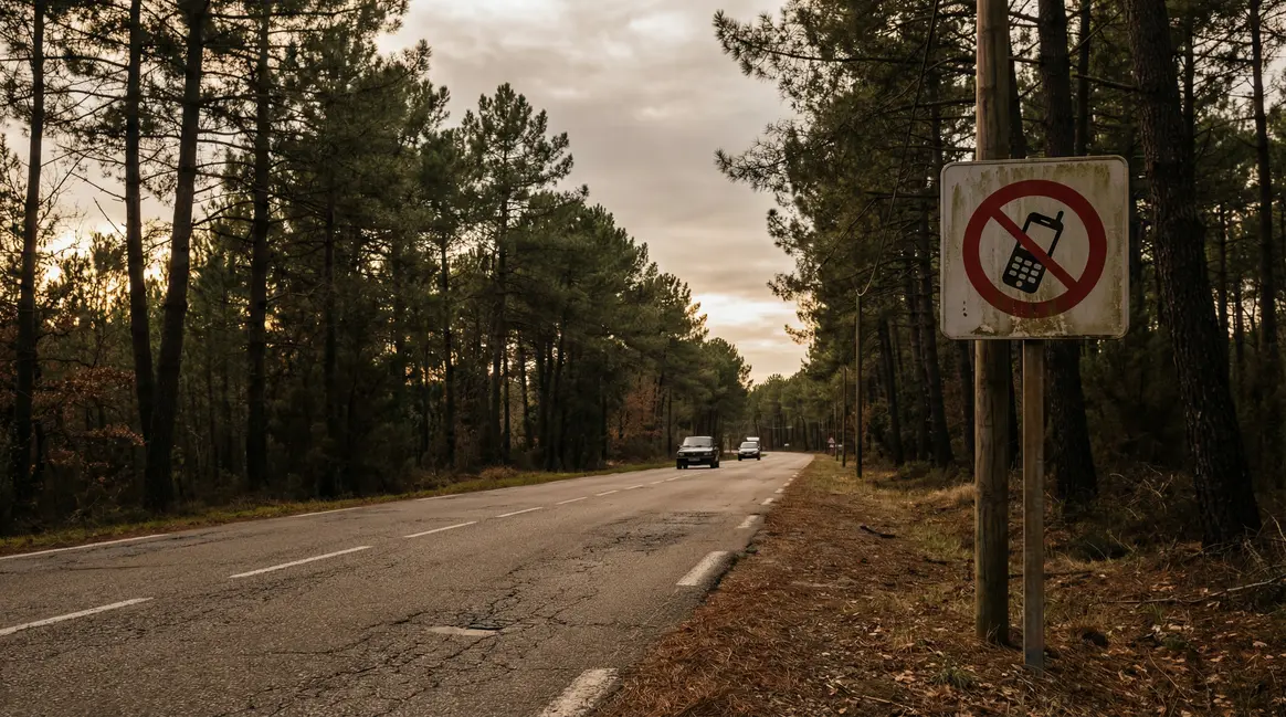 Signalisation interdiction téléphone au volant sur route Landes